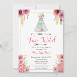 Convite Duas Garotas de Boho Selvagem no Segundo Aniversár