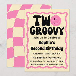 Convite Duas Garotas Groovy 2º Aniversário