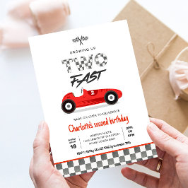 Convite Duas Garotas Rápidas Carro de Corrida Vermelho Ani