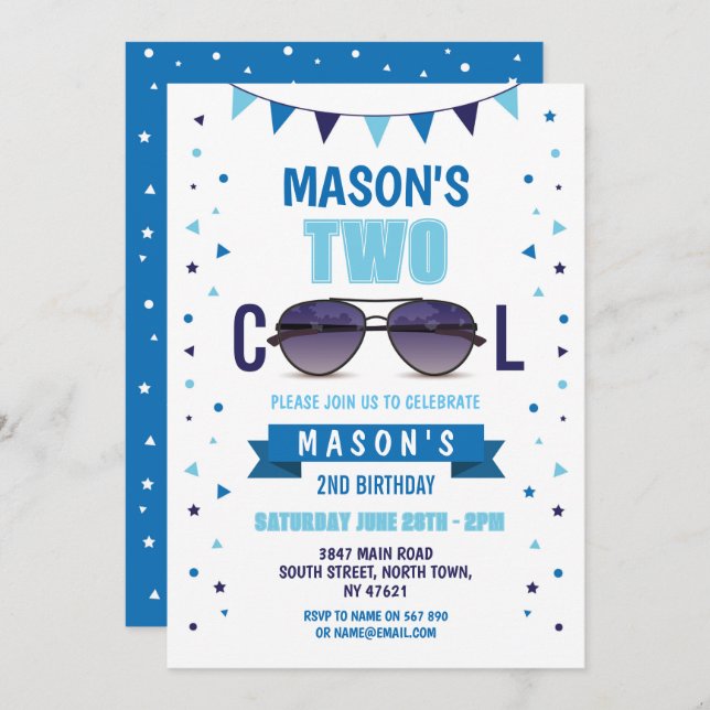 Convite Duas Legal sombras de verão de aniversário (Frente/Verso)