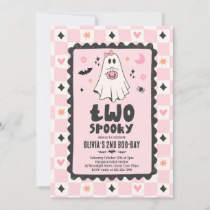Convite Duas Meninas Assustadoras de Halloween Fantasma Fe
