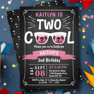 Convite Duas Meninas Legal Chamadas de segundo aniversári