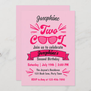 Convite Duas Meninas Legal, segundo aniversário Rosa, Ócul