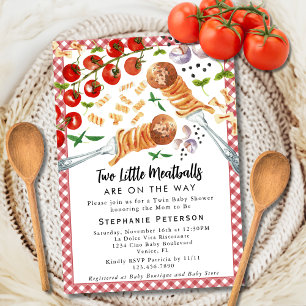 Convite Duas Pequenas Almôndegas Estão A Caminho Do Chá de