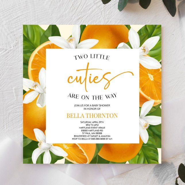 Convite Duas Pequenas Cuecas Giram Chá de fraldas Laranja (Criador carregado)