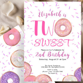 Convite Duas Rosquinhas cor-de-rosa com segundo aniversári