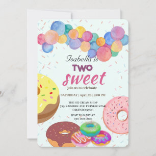 Convite Duas Rosquinhas doces e segundo aniversário de bal