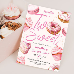 Convite Duas segundos aniversários bonitas, Rosquinhas Ros