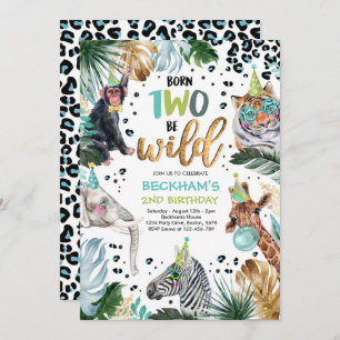 Convite Duas segundos Selvagens Safari Animais Festas de a