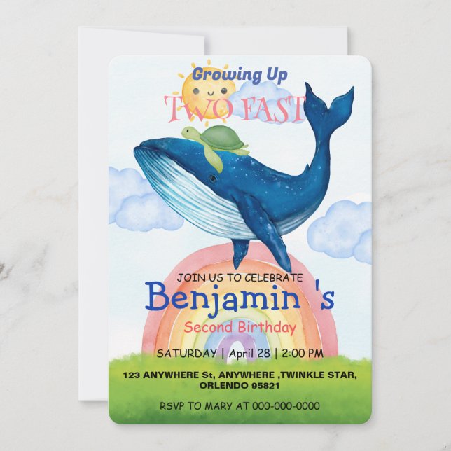 Convite Duas tartarugas-do-arco-íris, rápido - Peixe-balei (Frente)