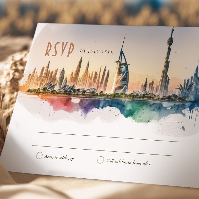 Convite Dubai RSVP Wedding Inserir Destino EAU (Criador carregado)