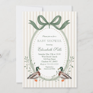 Convite Duck Baby Shower Invitation, Mallard baby shower