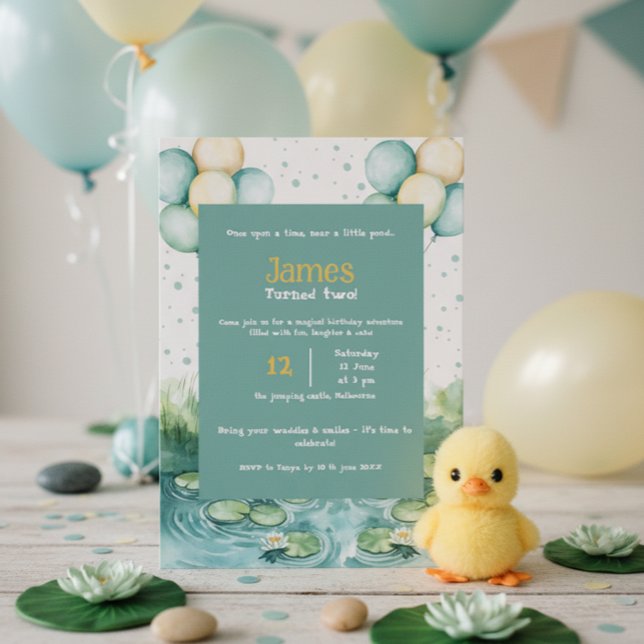 Convite Duck Birthday Invitation • Watercolor Little Duck  (Criador carregado)