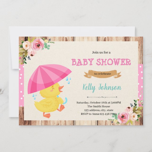 Convite Duck umbrella shower invitation (Frente)