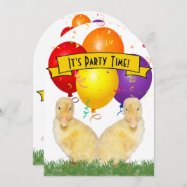 Convite Ducklings Balloons Festa de aniversário infantil