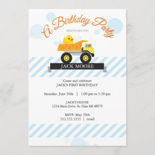 Convite Ducky de borracha do aniversário do cami