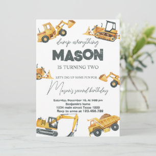 Convite Dump All Construction Birthday