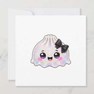 Convite Dumpling Fantasma Branco Squishy Halloween Preto 