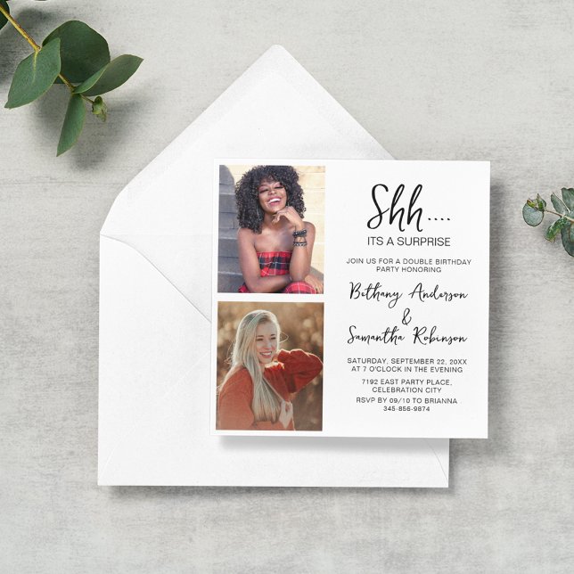 Convite Dupla Celebração 2 Foto Aniversário (Criador carregado)