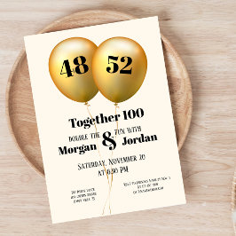Convite Dupla Celebração Conjunto Aniversário Ouro e Preto