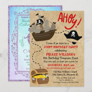 CONVITE DUPLA - Convite de Aniversário de Pirata e