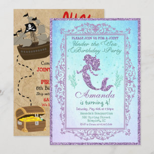 Convite DUPLO CONVIDE - o aniversário da sereia e do