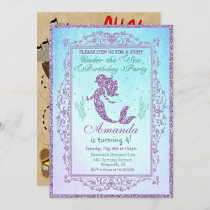 CONVITE DUPLO - Sereia e Pirata Convite de Anivers