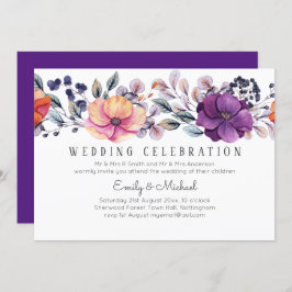 Convite Dusk Till Dawn Purple Orange Floral Casamento