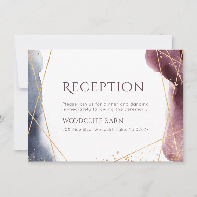 Convite Dusk Watercolor - Recepção de casamento Geométrica (Frente)