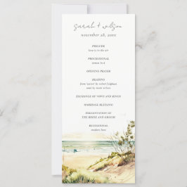 Convite Dusky Coastal Beach Sun Seascape Wedment Program