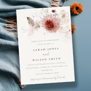 Convite Dusky Fall Marsala Blush Casais Florais Chá