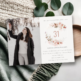 Convite Dusky Fall Marsala Blush Foto Floral Aniversário