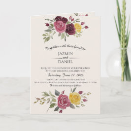 Convite Dusky Pastel Watercolor Roses Cream