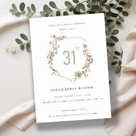 Convite Dusky Pink Blush Wildflower Crest Aniversário