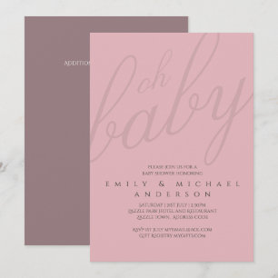 Convite Dusky Pink Typografia Chá de fraldas Revolução de