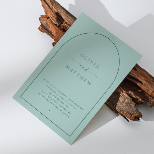 Convite Dusty Aqua Arch Wedding   Foto náutica + Código QR