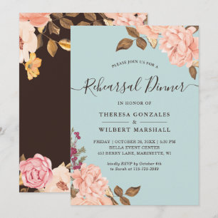 Convite Dusty Aqua Blue Blush Janto de Ensaio Floral