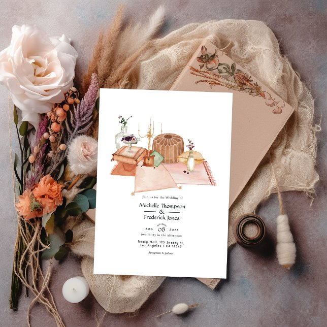 Convite Dusty Autumn Shrine Bohemian Wedding (Criador carregado)