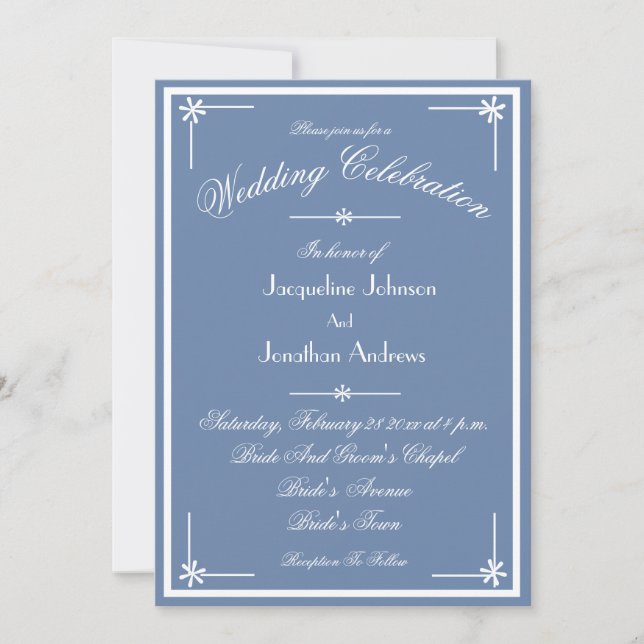 Convite Dusty Blue All In One RSVP Email Website Wedding (Frente)