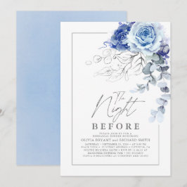Convite Dusty Blue and Silver Floral Rehearsal Dinner