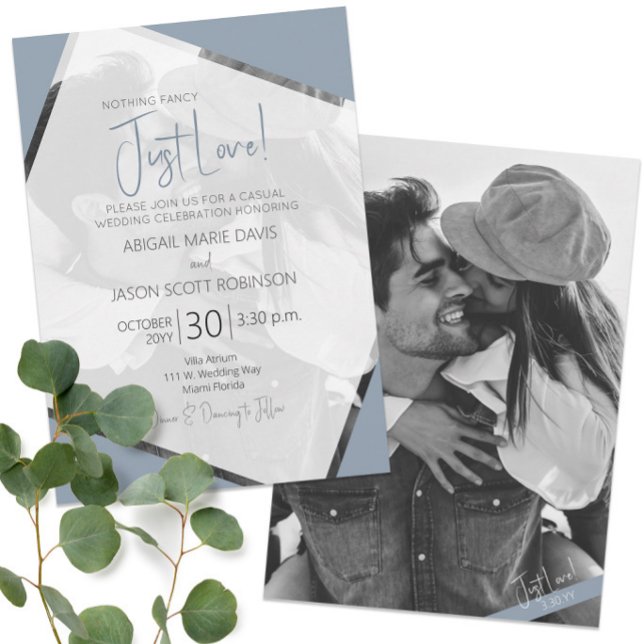 Convite 💍 ✨ Dusty Blue Apenas Adora Casamento Casual (💍✨Dusty Blue Just Love Casual Wedding Invitation
)