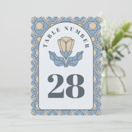 Convite Dusty Blue Art Nouveau Wedding Table Number Card