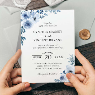 Convite Dusty Blue Bohemian Floral Boho Wedding