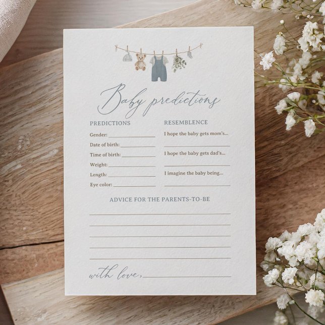 Convite Dusty Blue Boho Baby Clothes Predictions Advice (Criador carregado)