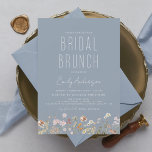 Convite Dusty Blue Boho Wildflower Bridal BrunChá<br><div class="desc">O Minimalista Wildflower Boho Elegante e moderno Script Bridal Brunch - Chá de panela para o outono,  inverno,  Primavera ou Verão - inclui uma bela e elegante tipografia de escrita para a Noiva especial Ser pré - Casamento.</div>