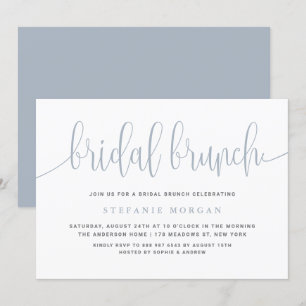 Convite Dusty Blue Bonito Calliografia Bridal Brunch