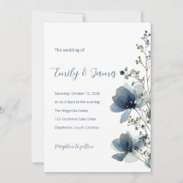 Convite Dusty Blue Botanical Wedding