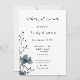 Convite Dusty Blue Botanical Wedding