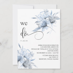 Convite *~* Dusty Blue Bouqet Floral RSVP QR AR AR15 WEDDI