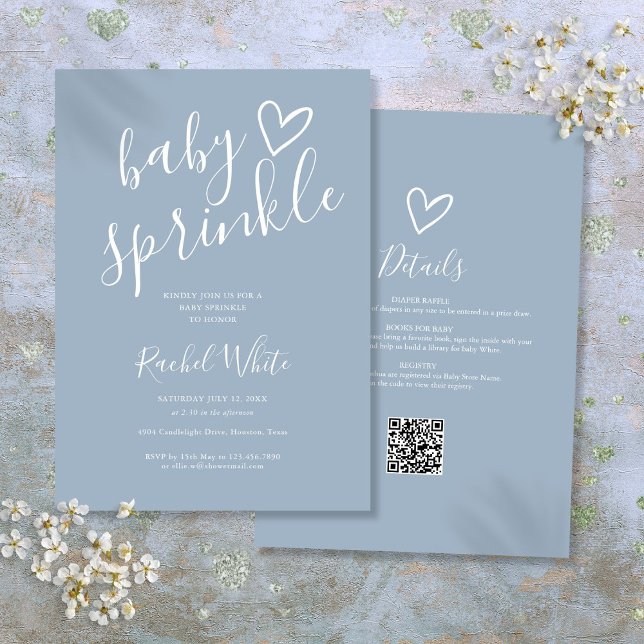 Convite Dusty Blue Boy All In One Baby Sprinkle Chá (Dusty Blue Boy All In One Baby Sprinkle Shower Invitation)